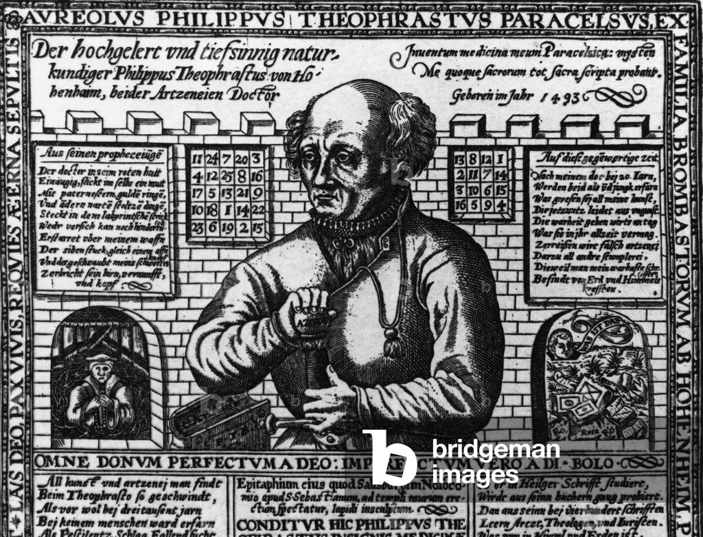 Portrait of Philipp Aureolus Theophrast Bombast von Hohenheim Paracelsus, (Paracelsus Aracelsus) Swiss philosopher, alchemist and physician (1493-1541)