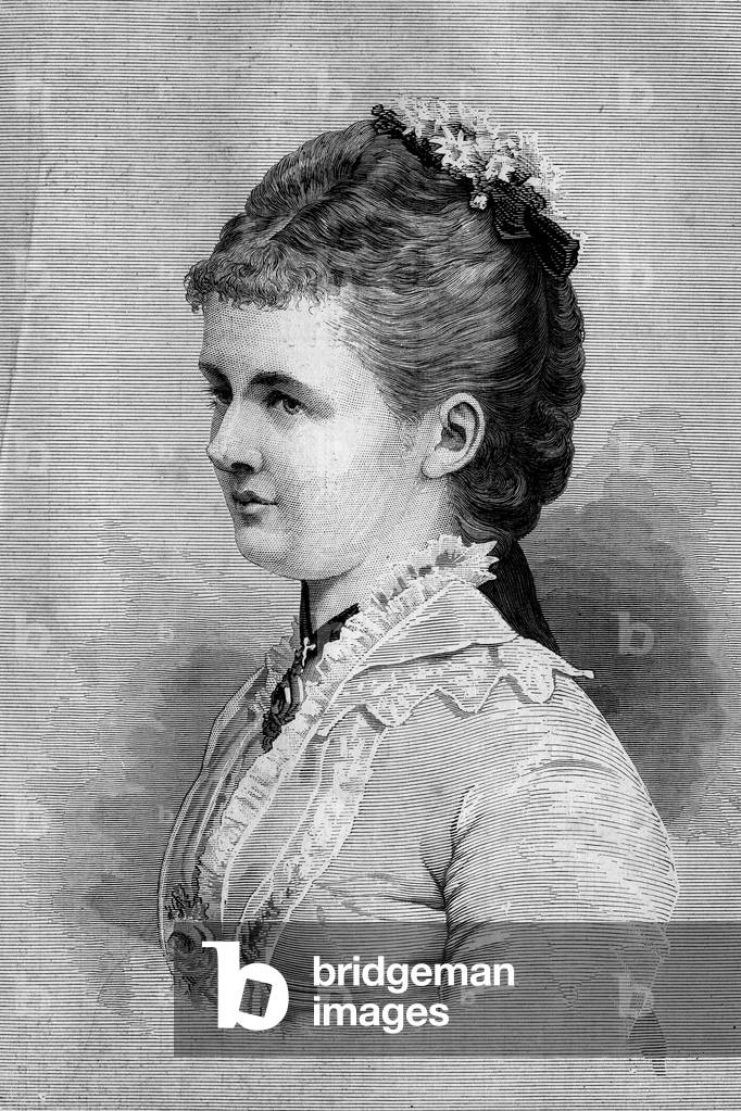 Portrait of Emma de Waldeck Pyrmont (Waldeck-Pyrmont) (1858-1934), Queen of Holland. Engraving in “” Le Monde Illustré”” n°1139 of January 25, 1879.