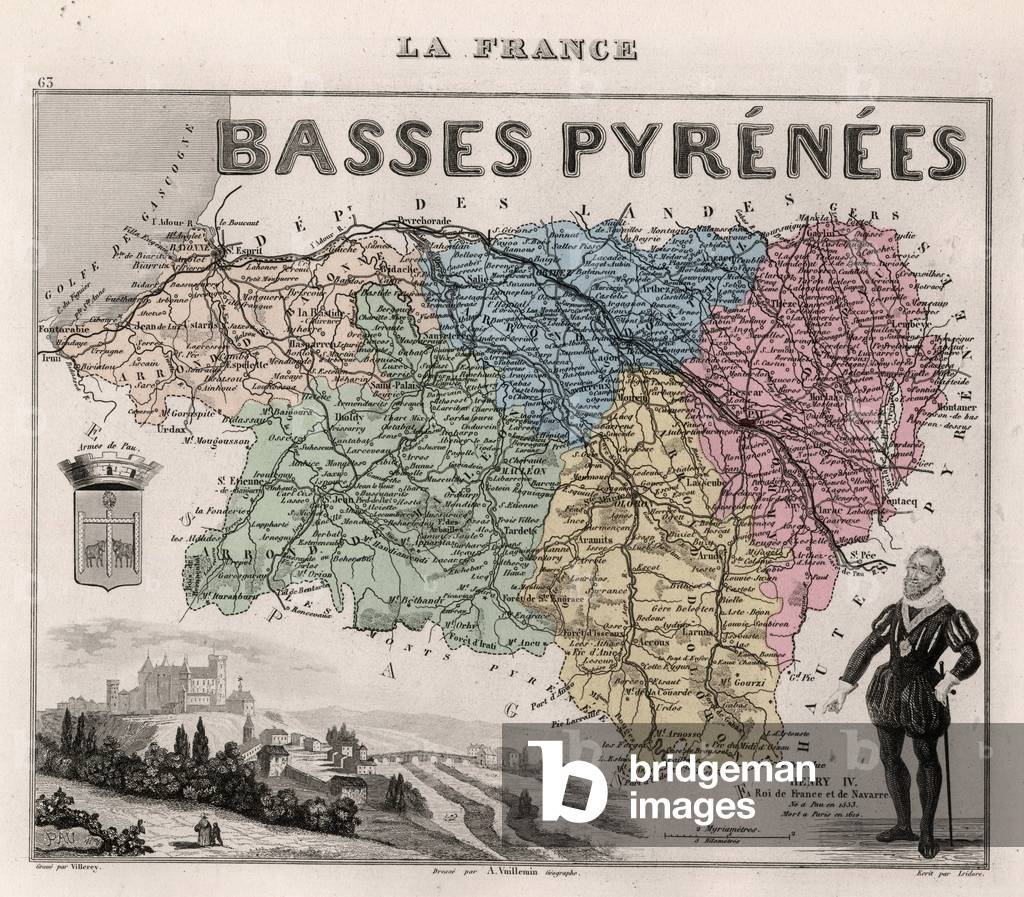 Bases Pyrenees, now Pyrenees-Atlantiques, Aquitaine -France and its Colonies, 1876 (engraving)