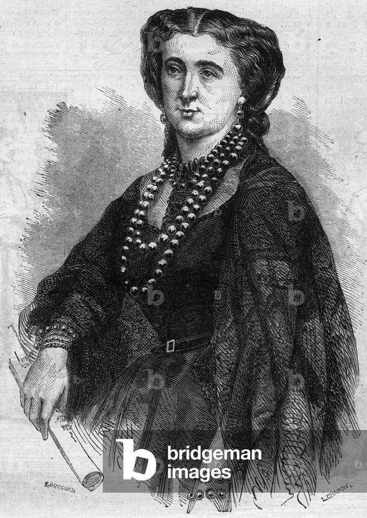 Portrait de Anna de La Grange (Lagrange) (1824-1909), cantatrice francaise. Gravure in 