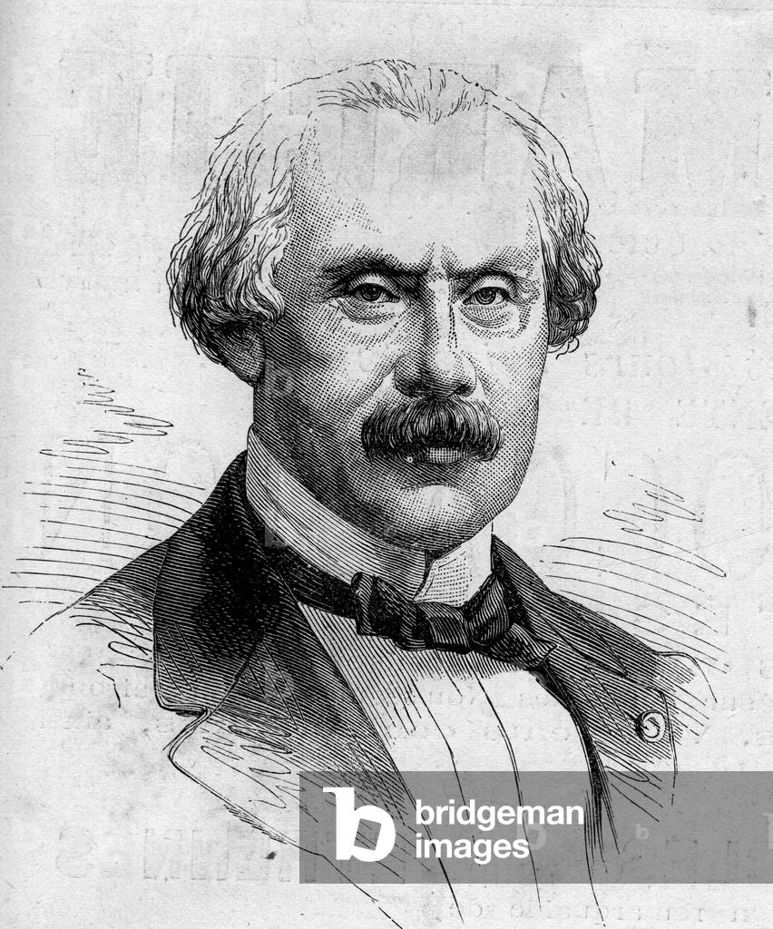 Portrait of Adolphe d'Ennery (Dennery) (1811-1899), French playwright. Engraving in “” Le Monde Illustré”” n°1236 of 4 December 1880.