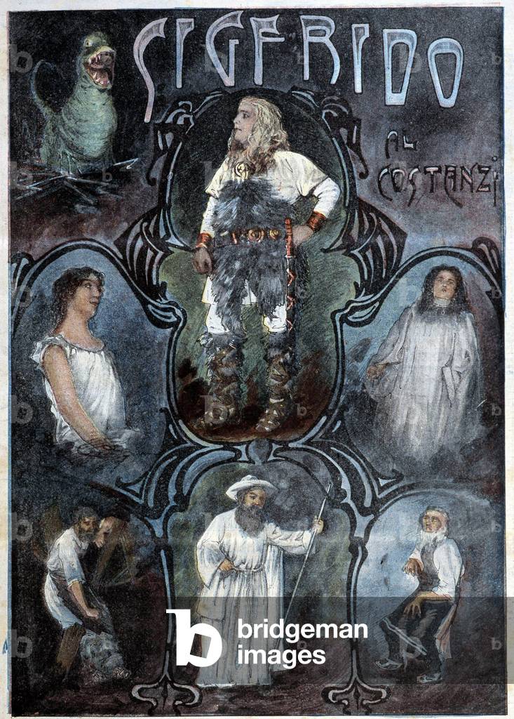 Sigfrido by Al costanzi (Siegfrid or Siegfried, hero of German mythology corresponding to the Scandinavian Sigurd, Opera de Wagner) - in “La Tribuna Illustrata””, 1903.