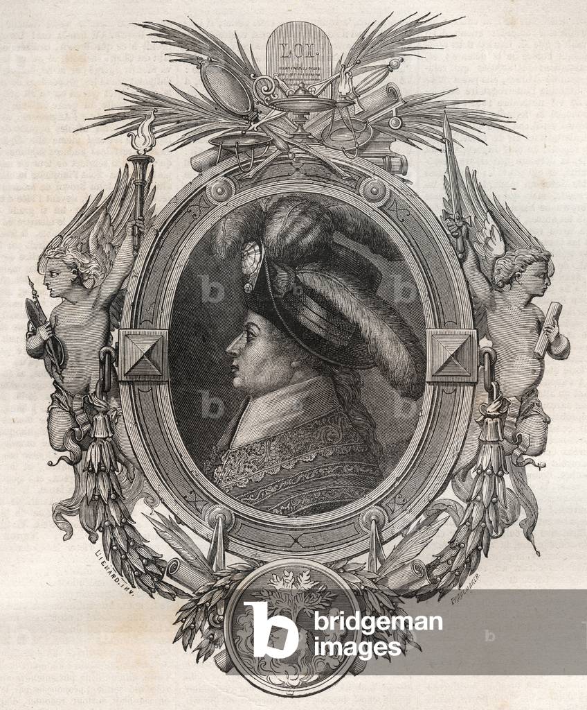 Portrait of Barthelemy Francois Marie (Marquis) (1747-1830) (Balthazar Francois, Marquis of Barthelemy) - engraving in “” Nouvelle Nationale Encyclopedie”” by Maurice La Charest - 1870 -