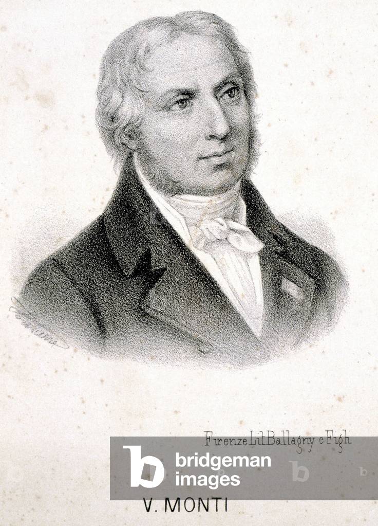 Portrait of Vincenzo Monti (1754 - 1828), Italian poet, engraving 19th century.