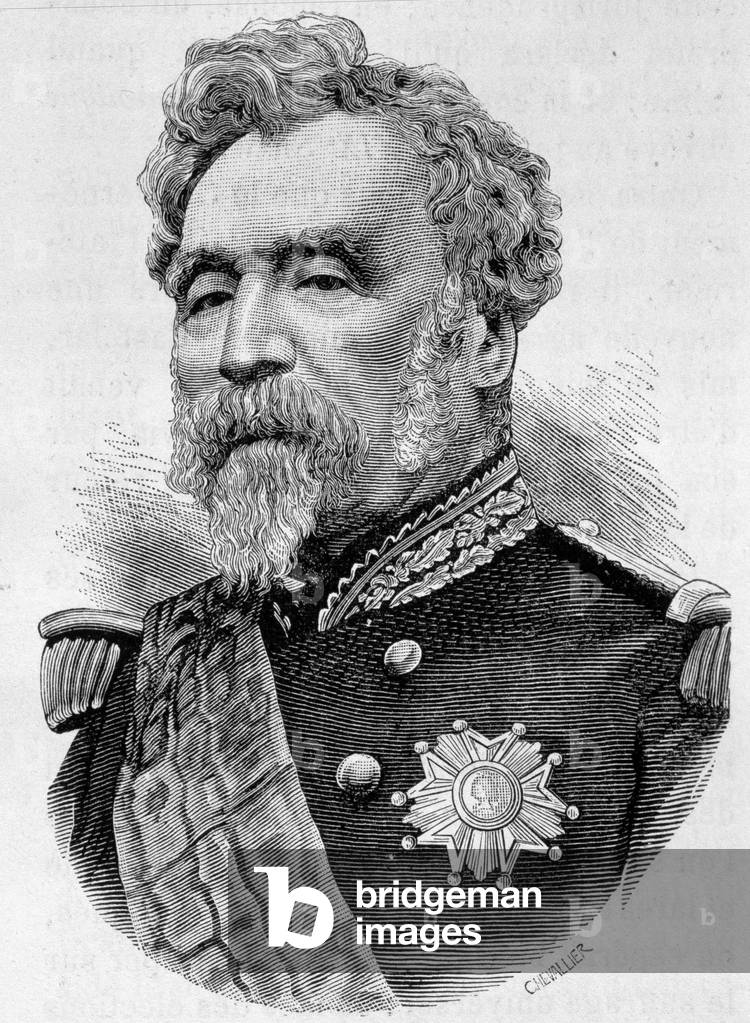 Portrait of General de la Motterouge. Engraving of the end of the 19th century in “Histoire de France”” by H. Martin.