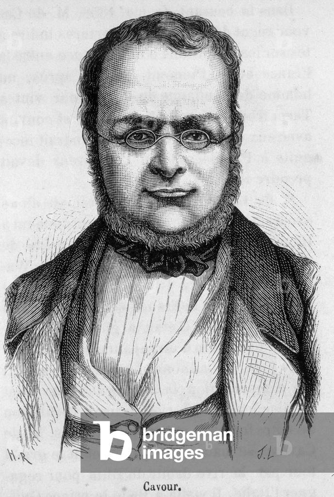 Portrait of Camillo Benso, Count of Cavour (1810 - 1861) Italian statesman - in “The History of France” by Henri Martin, 19th century.