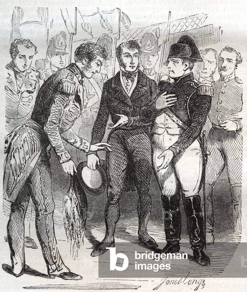 Napoleon confides in the British faith - Napoleon Bonaparte boarding the British ship Bellerophon that will take him to exile to St Helene (Saint Helene) on 14 July 1815 - Napoleon Bonaparte boarding the British ship Bellerophon that will take him to exile to St Helena, July 14, 1815 -