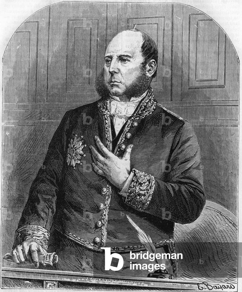 portrait of Pierre Jules Baroche in the legislature in 1861. French politician (1802 to 1870).