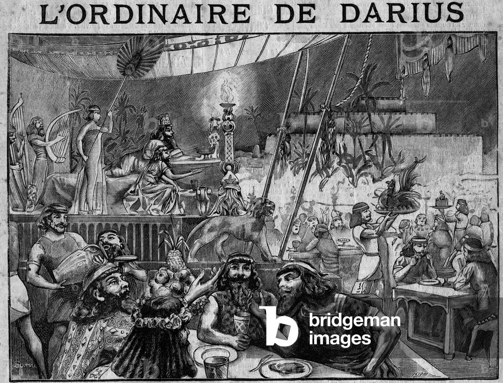 Legend says that Darius, king of Persia, invited 15,000 men to his dinner every evening to unite a true feast, 1905-08 (print)