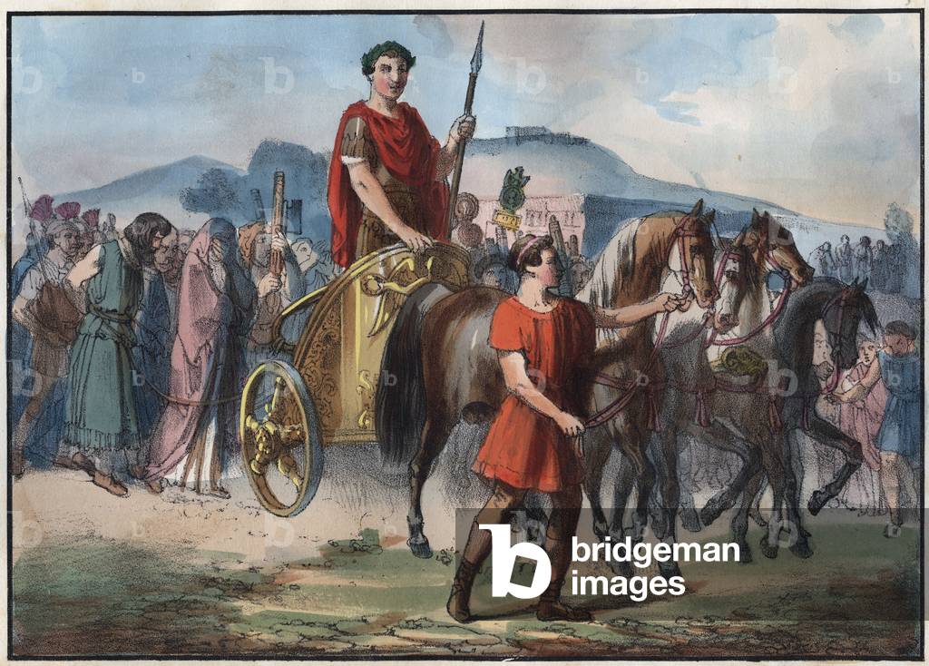 A Roman Triumph - engraving from “” Usi e Costumi di Tutti i i Popoli dell'Universo. Ovvero Storia del governo, delle leggi, della milizia, della religione di tutte le nazioni dai piu remoti tempi fino ai giorni nostri” 1856