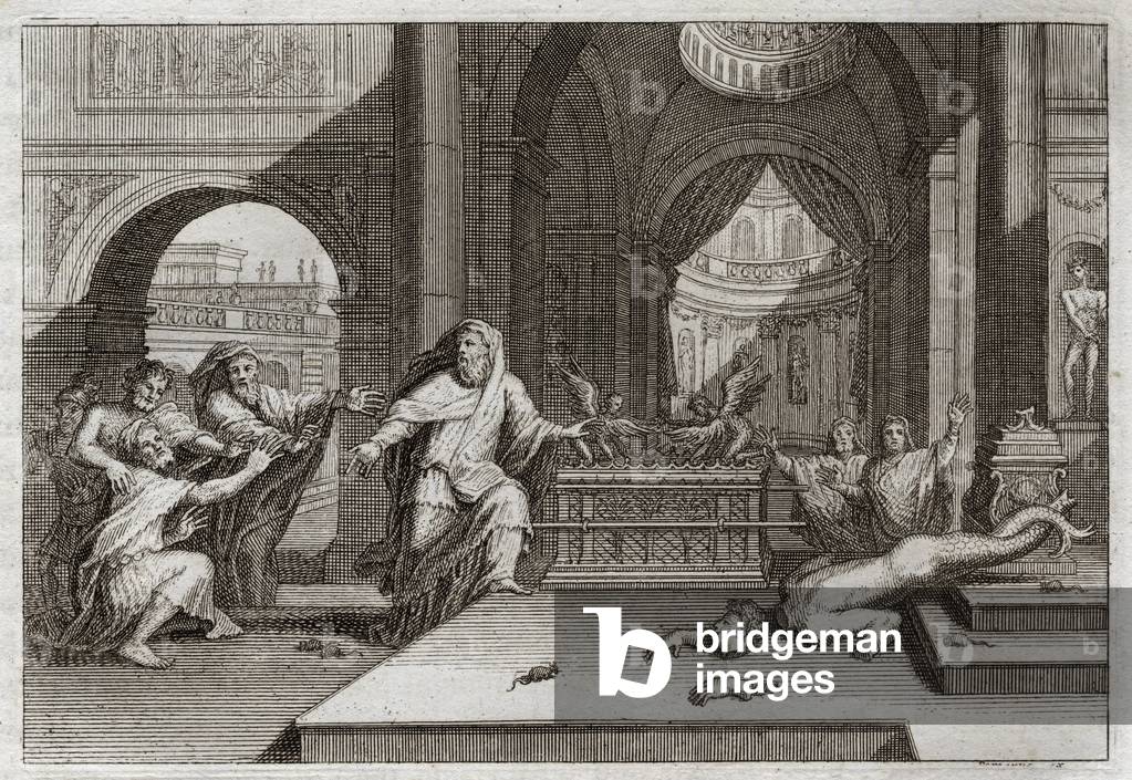 Image of Bible of Royaumont, Old Testament Idol of Dagon. And when by