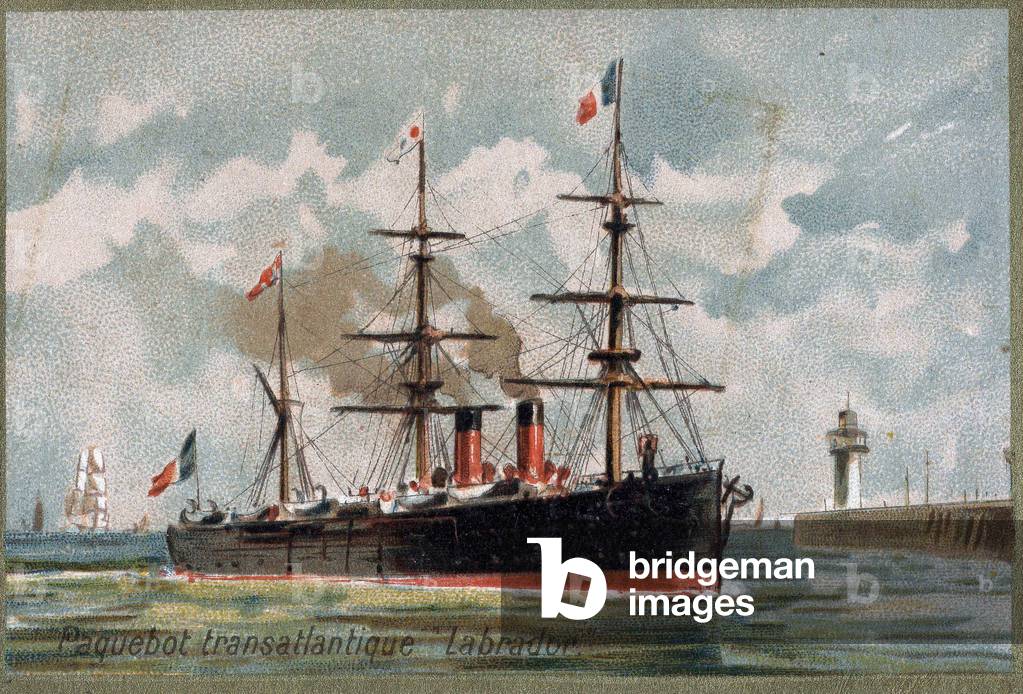Transatlantic liner “Labrador.””” around 1880. 19th century chromolithography.