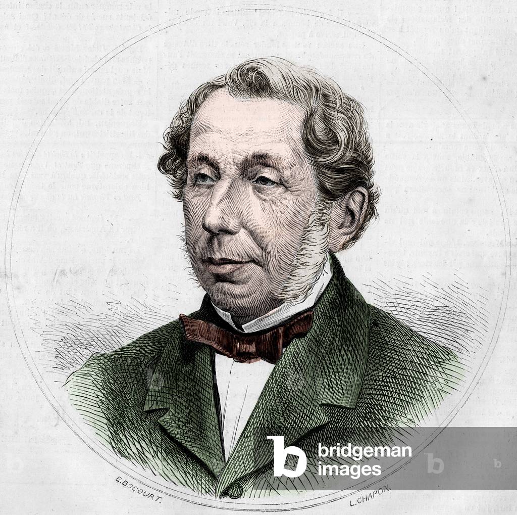 Portrait of Charles de Remusat (1797-1875), Minister of Foreign Affairs. Engraving in “” Le Monde Illustré”” n°748 of 12 August 1871.