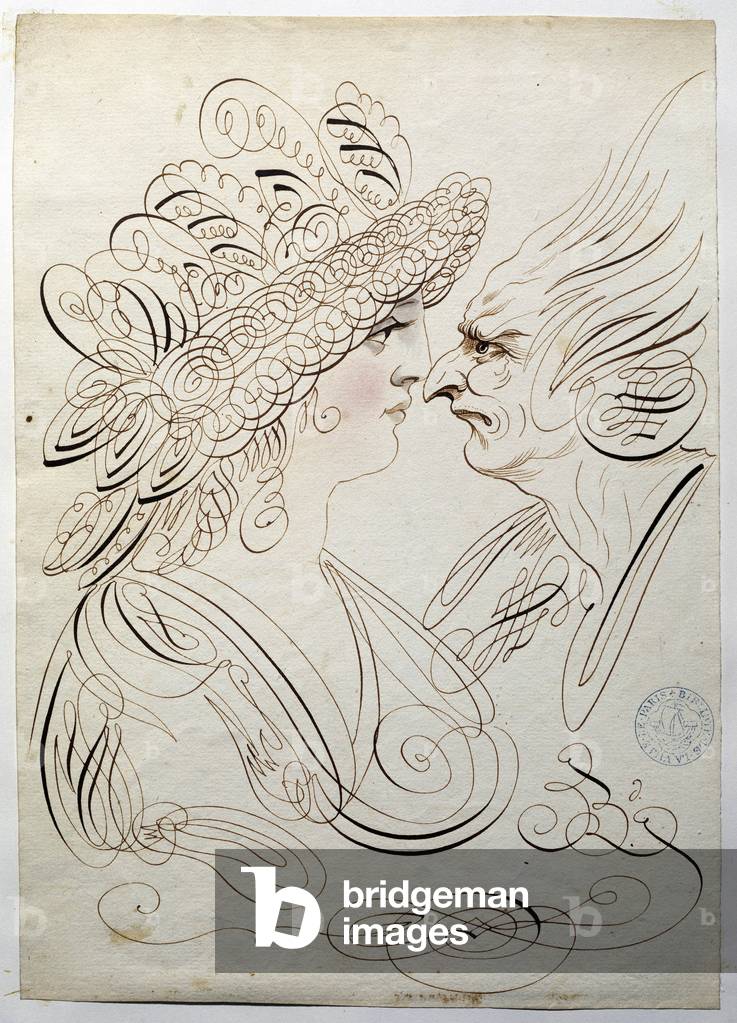 Calligraphy: Profile portraits around 1780 by Bernard de Paris.