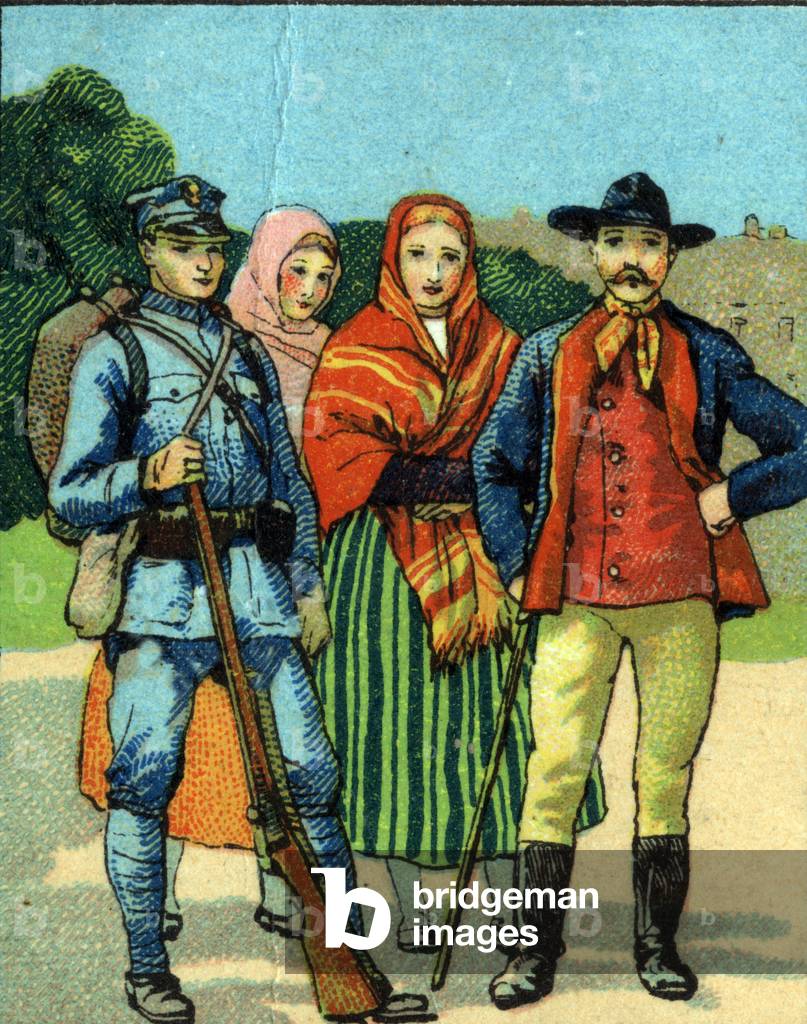 Poland: Traditional Polish costumes. 1936 (chromo)