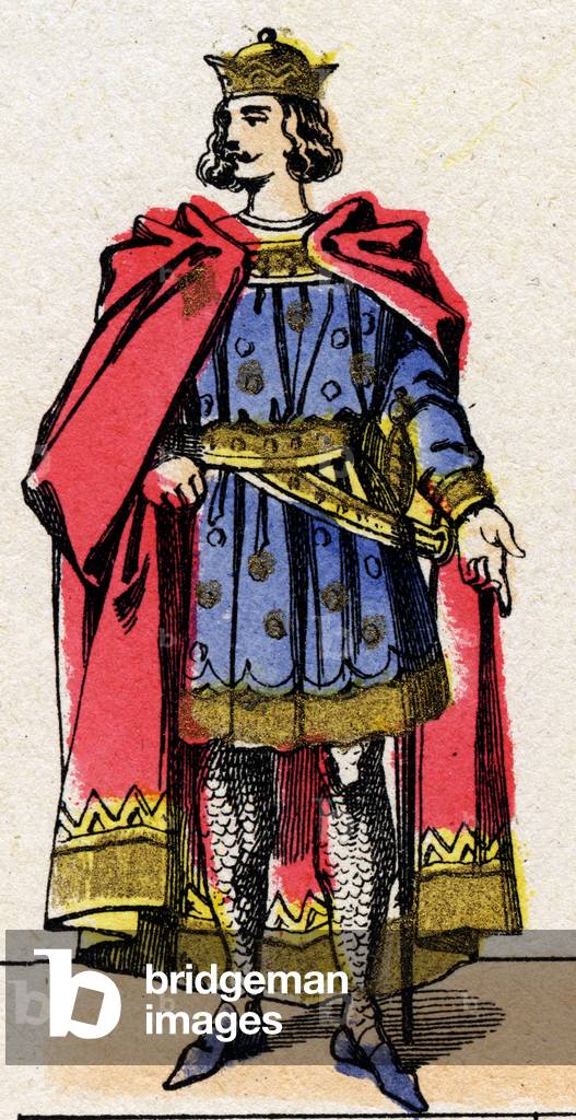 Capetian Dynasty : Portrait of Louis VII the Younger (1120-1180), King of the Franks from 1137 to 1180, late 19th century (print)