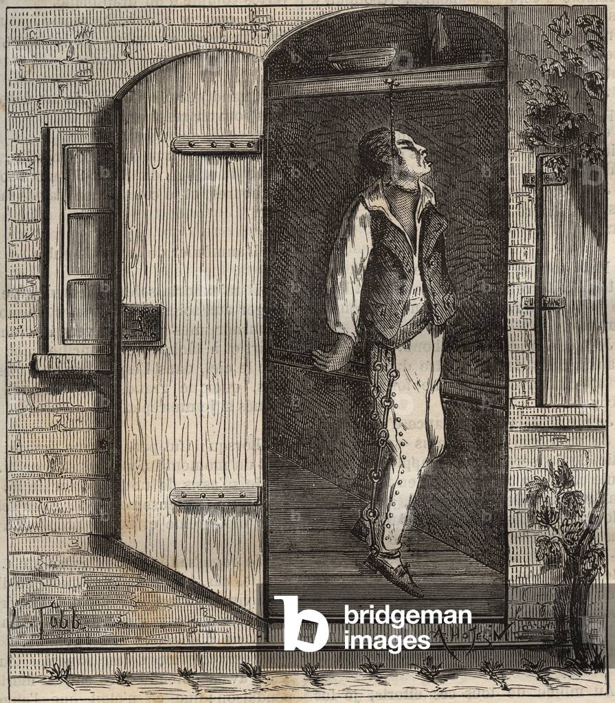 Suicide at the Rochefort bagne in 1840. Illustration from “Histoire des bagnes depuis leur création à nos jours