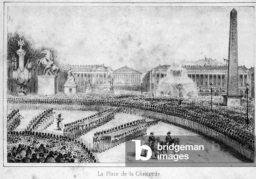 Funeral of Napoleon I parade place de la concorde drawing by Levilly