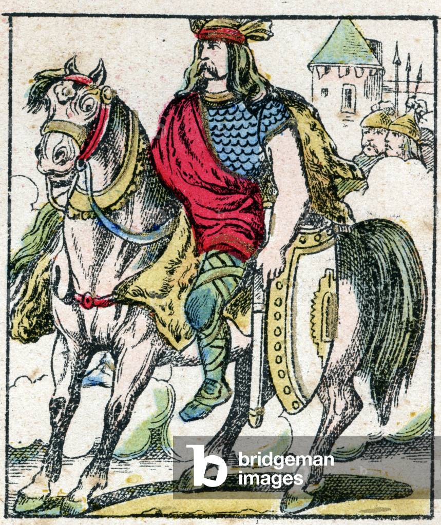 Portrait of Clovis I, King of the Francs, late 19th century (engraving)