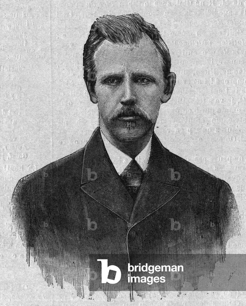 Portrait of Portrait of Fridtjof Nansen (1861-1930), Norwegian explorer. Engraving in “La gazette du dimanche” of March 5, 1896.
