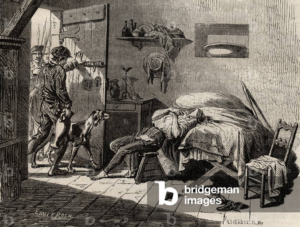The Death of Condorcet in prison on 28th March, 1794 (engraving)