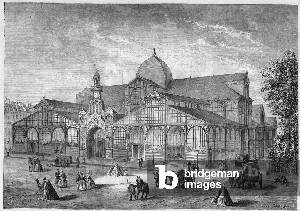 Vue exterieure du marche du Temple a Paris, 1864. Aussi appele le 