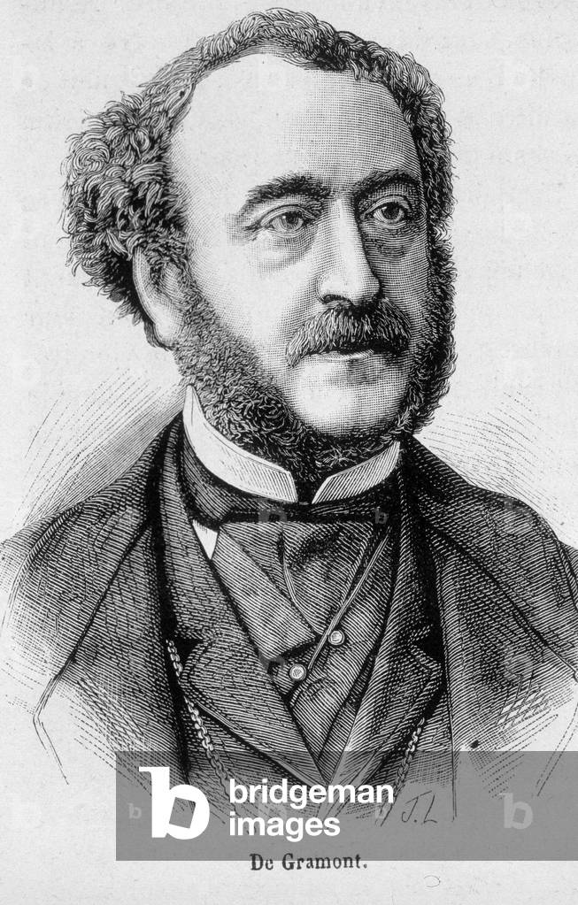Portrait of Antoine Agenor, Duke De Gramont, French diplomat and politician (1819 - 1880) - in “” L'Histoire de France”” by Henri Martin, 19th century.
