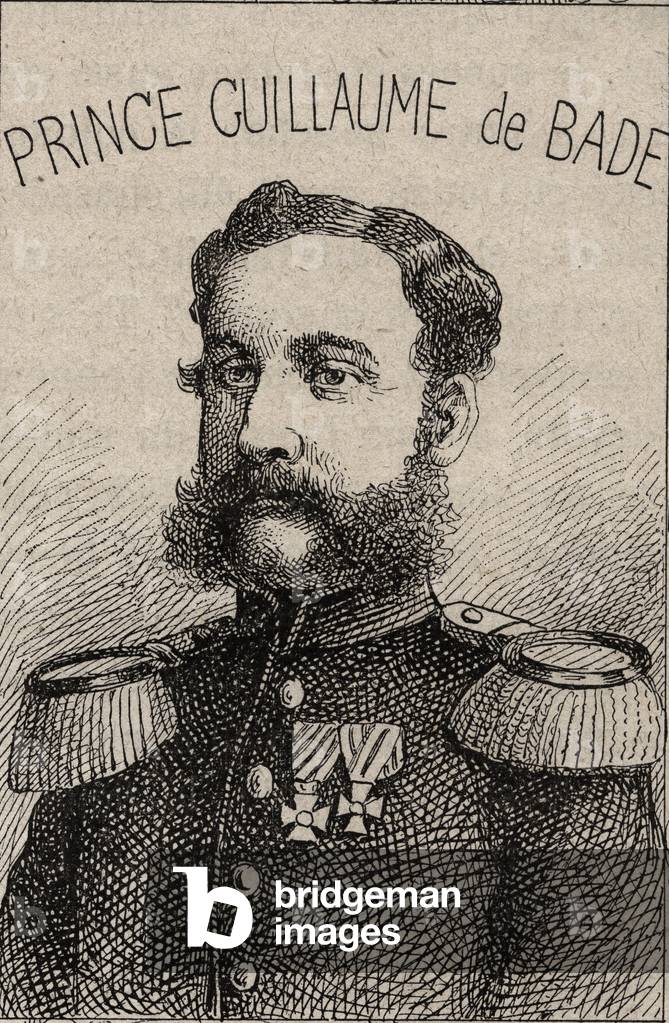 portrait of the Prince of the Grand Duchy of Baden Guillaume de Baden - 1870-71 (engraving)