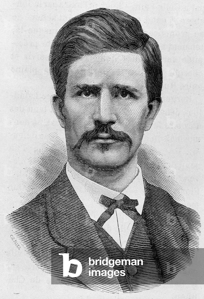 Portrait of Louis Rossel (1844 - 1871). Engraving of the end of the 19th century in “Histoire de France”” by H. Martin.