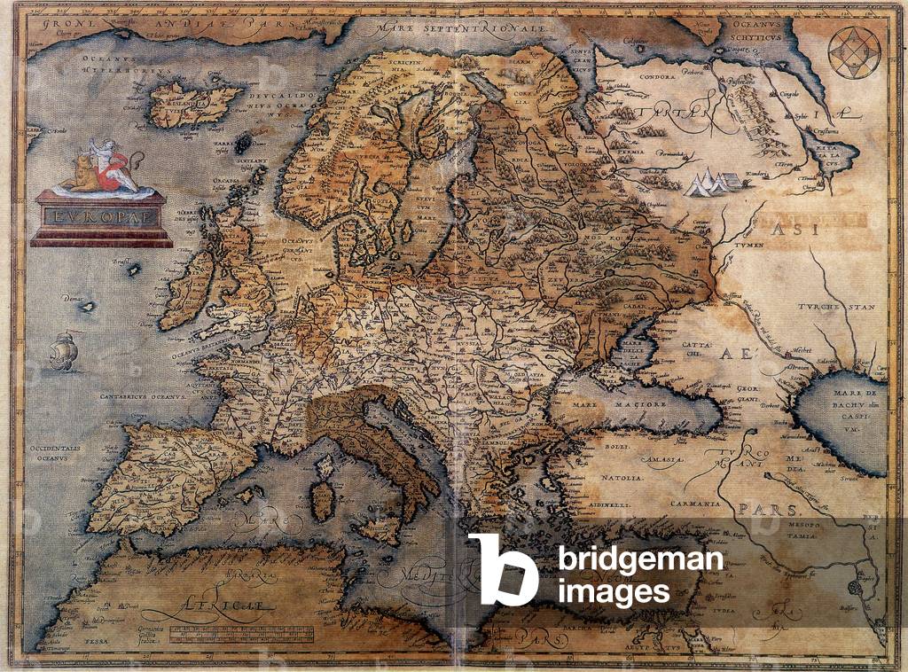 Map of Europe, 16th century (engraving)