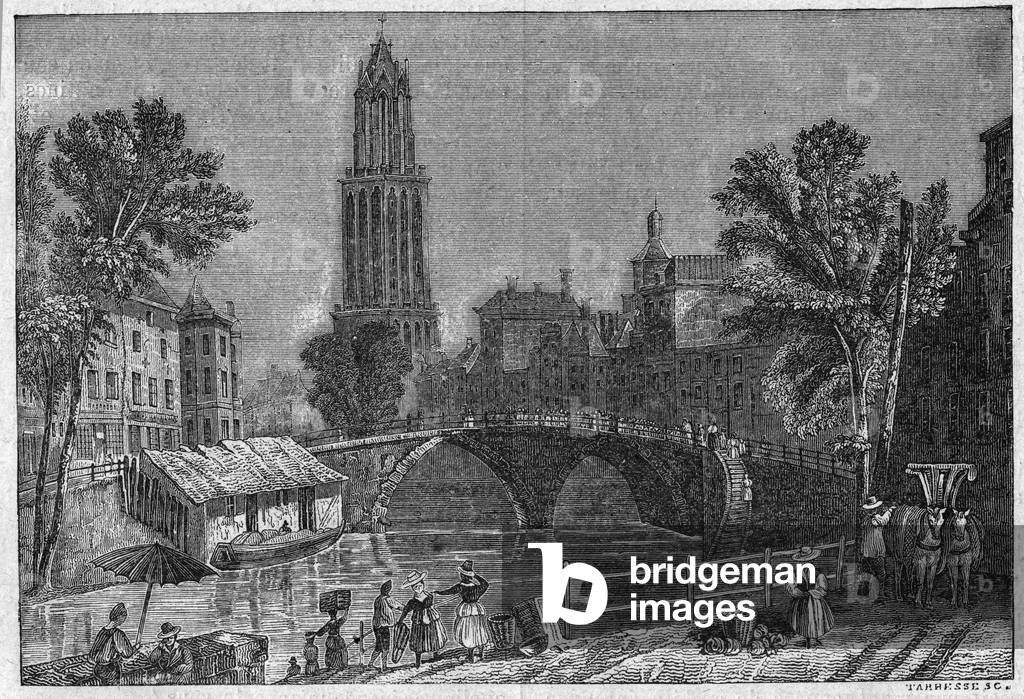 View of the city of Utrecht in Holland, late 19th century. Engraving in “La gazette du dimanche”” of 5 December 1895.