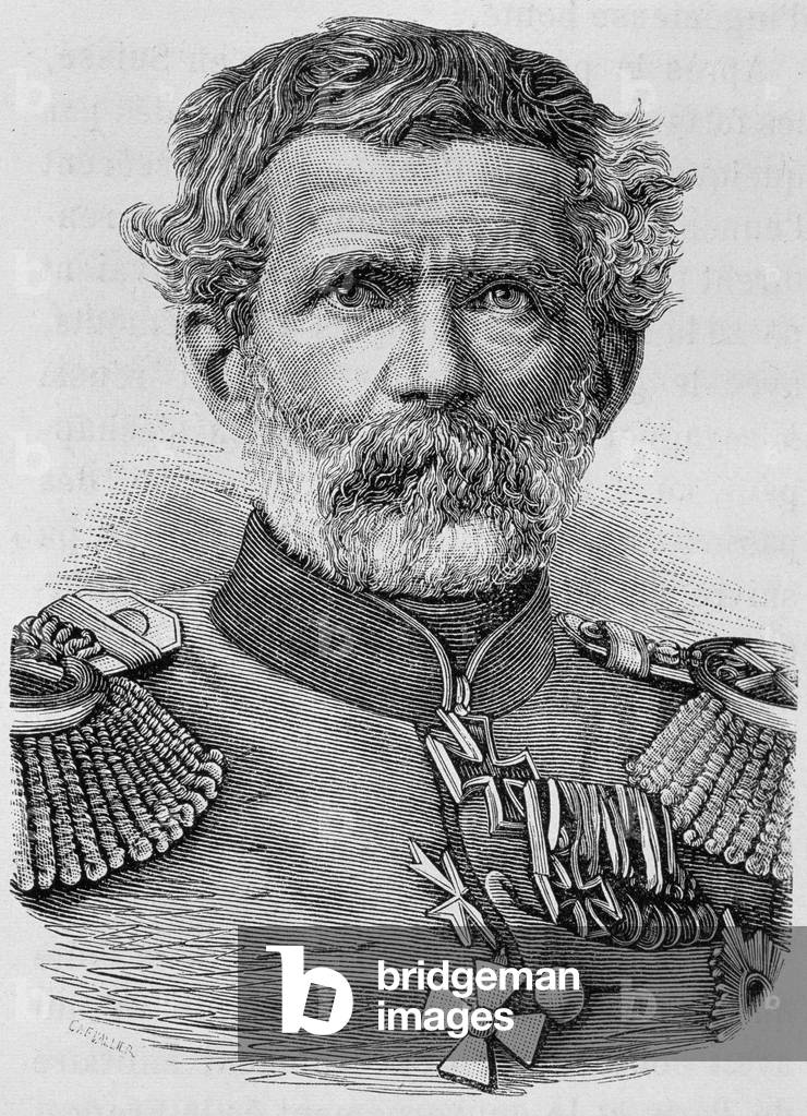 Portrait of Baron von Manteuffel. Engraving of the end of the 19th century in “Histoire de France”” by H. Martin.
