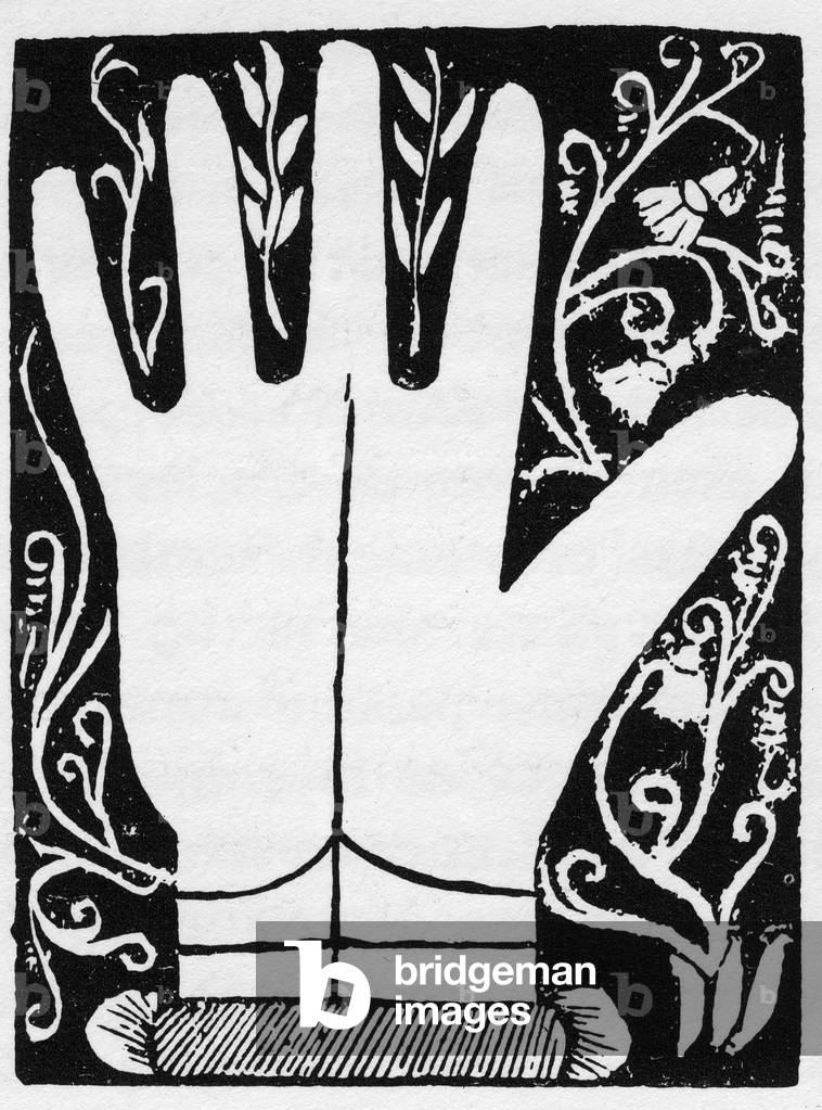 Chiromancia - Saturnian Line - Engraving 1545 in “The Art of Chyromance”” by Andre Corvo - Private Collection