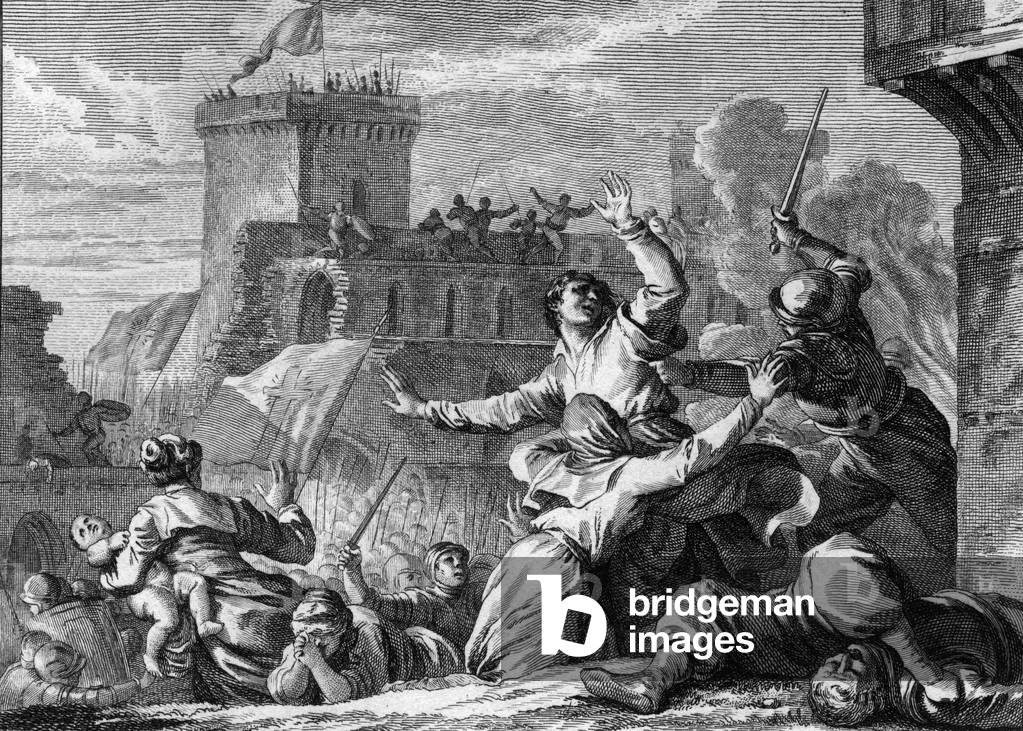 Vierter Kreuzzug, 1204: Szene der Plünderung in Konstantinopel nach der Einnahme der Stadt, 18. Jahrhundert (S