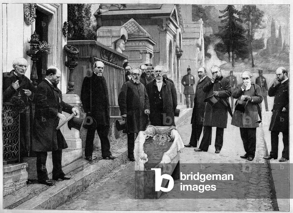 Exumation of the remains of Gioacchino Rossini at Pere Lachaise, in “The Illustrous World””, 1887.