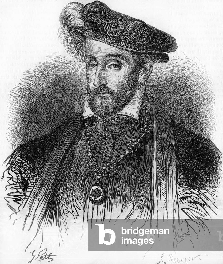 Portrait of Henry II King of France (1519-1559), engraving of the 19th century.