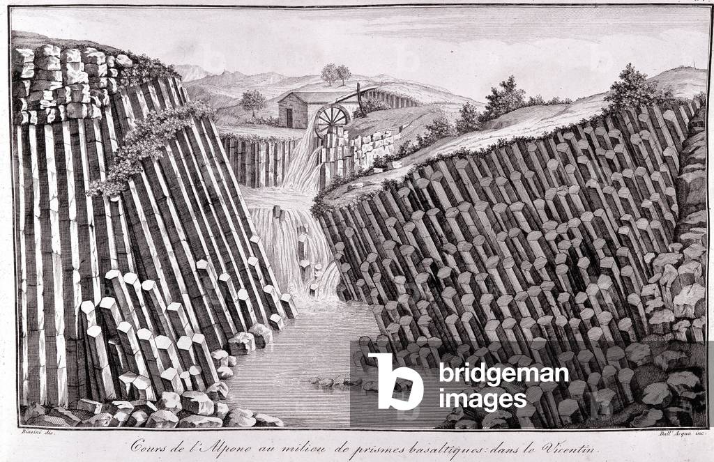 Course of the Alpone in the middle of basaltic prisms in the Vicentin
