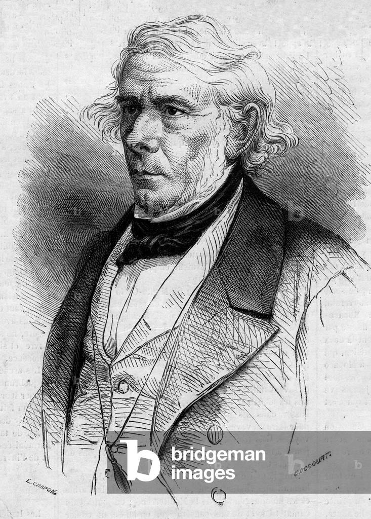 Portrait de Victor Cousin (1792-1867), philosophe et homme politique francais, membre de l'Academie Francaise. Gravure in 