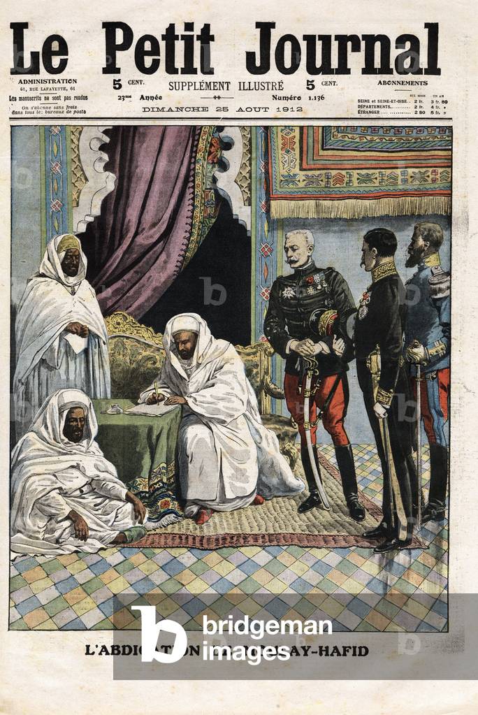 Abdication of Moulay Abd al-Hafid, Sultan of Morocco on August 12, 1912 (print)