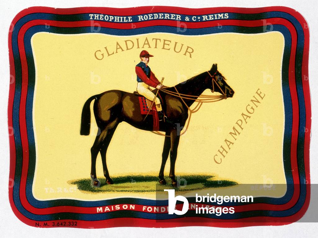 Advertising label for “” Gladiateur Champagne, 1864 (chromo)