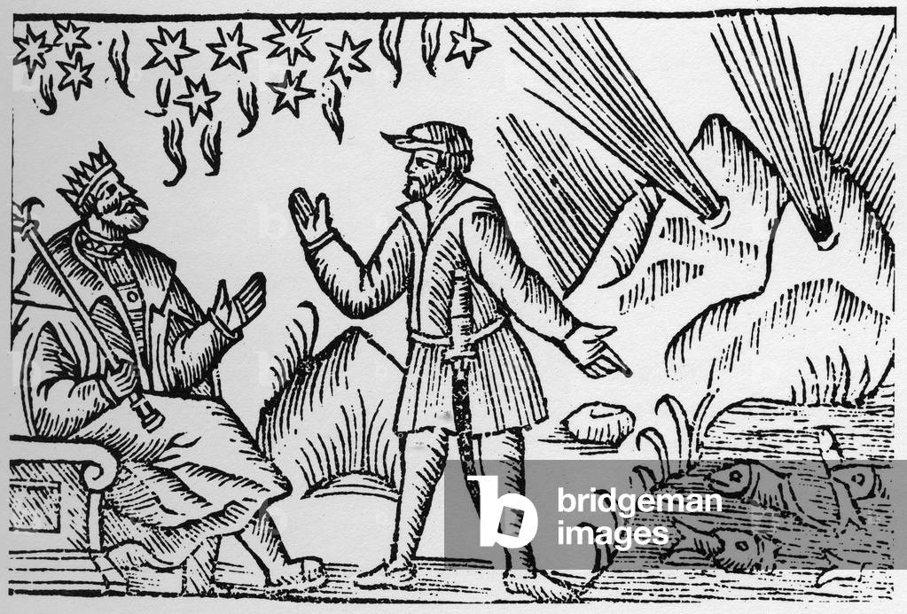 Ichthyomancia: divination by the movement of fish - in “Historia de Gentibus Septentrionalibus” by Olaus Magnus, Rome 1555