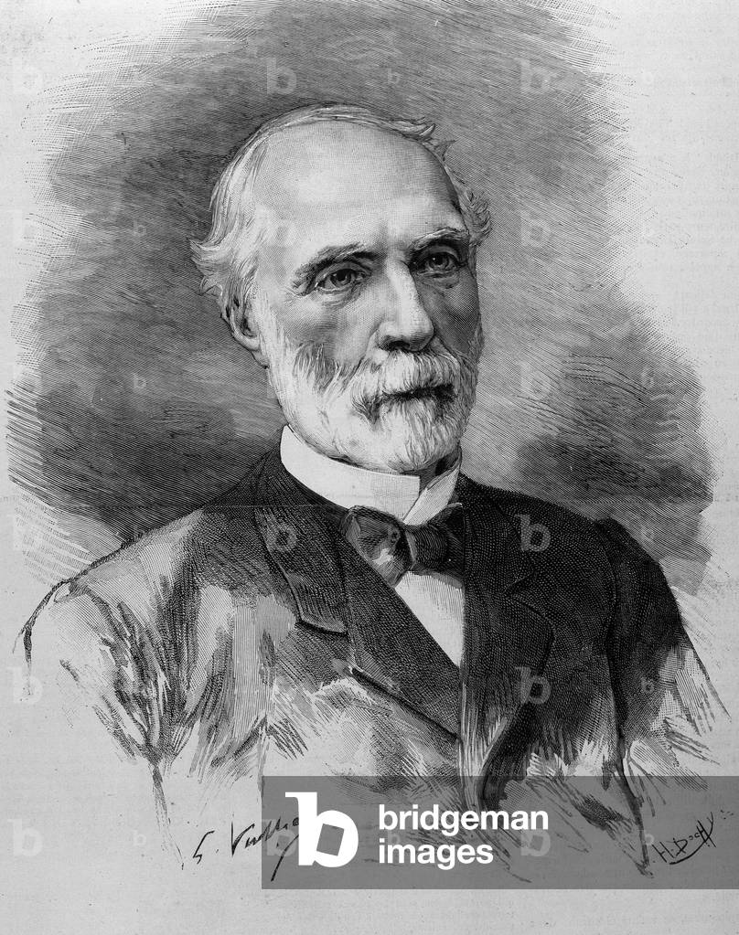 Portrait of Charles de Freycinet (1828 - 1923), President of the Council of Ministers. Engraving of the 19th century.