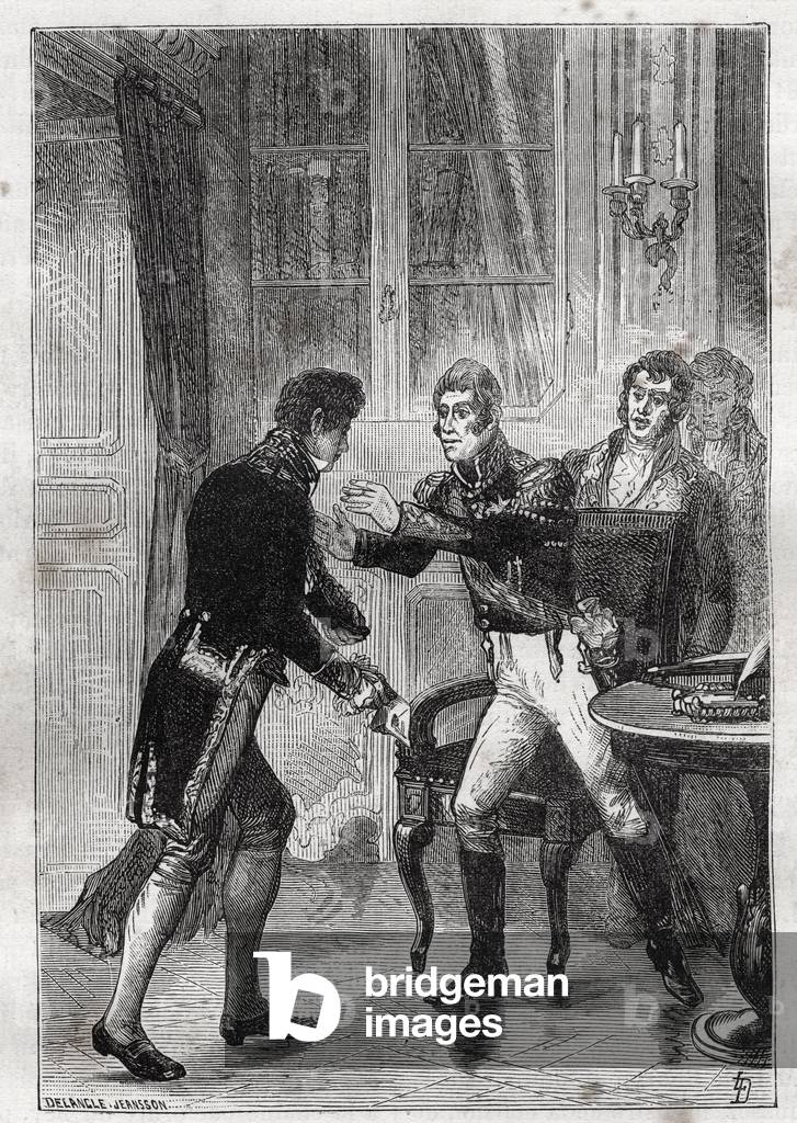 Meeting between Charles Lemercier de Longpre (1778-1854), Baron d'Haussez and Charles X a Saint-Cloud in 1830 - Engraving of 1882 in “Histoire de dix ans: 1830-1840” Louis-Blanc (1811-1882)