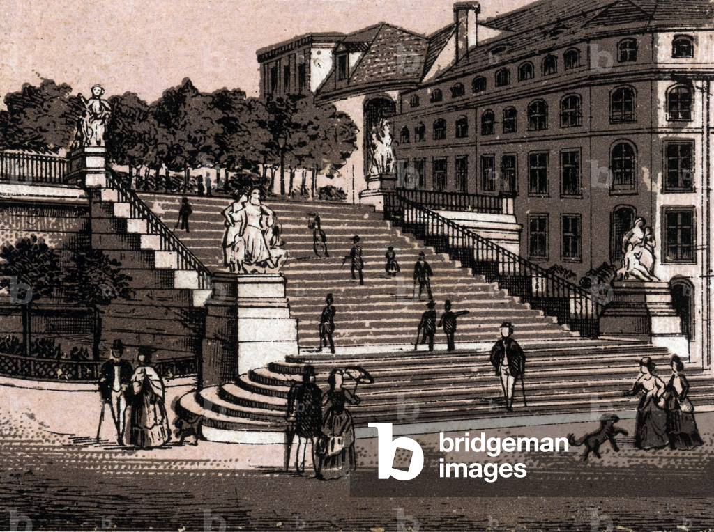 Dresden, Germany: view of the Bruhlsche Terrace (Bruhlsche Terrace in Dresden). in “” The world illustrates 168 views”” Undated (end of 19th century)