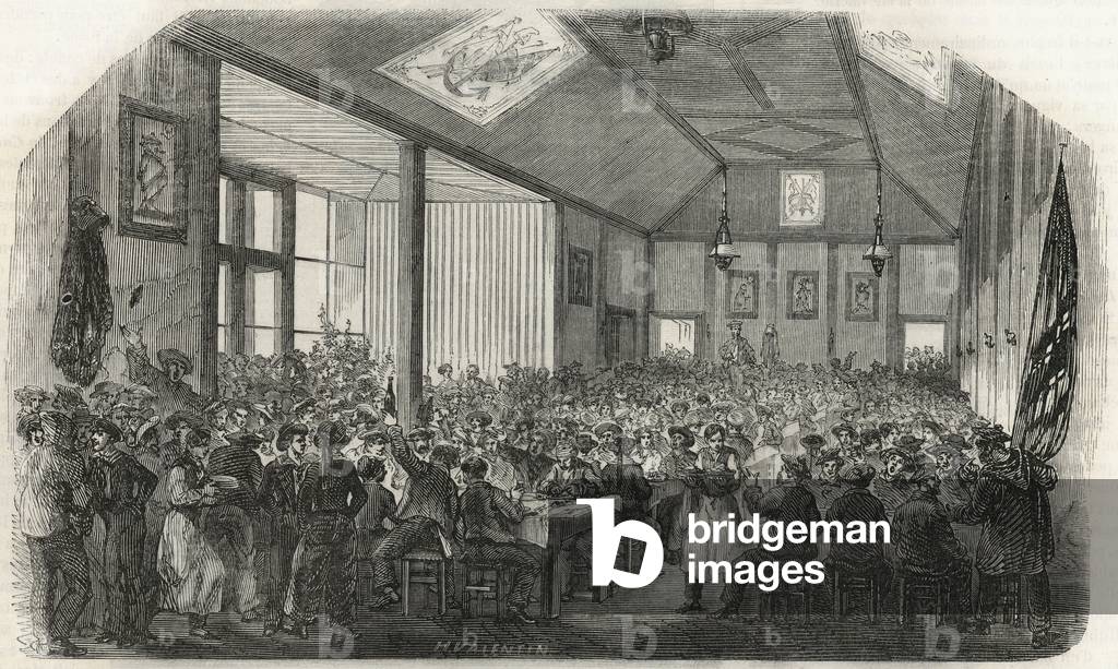 La taverne des Canotiers in Bercy in the 19th century - Engraving in “Tableau-de-Paris”” by Edmond Texier 1852