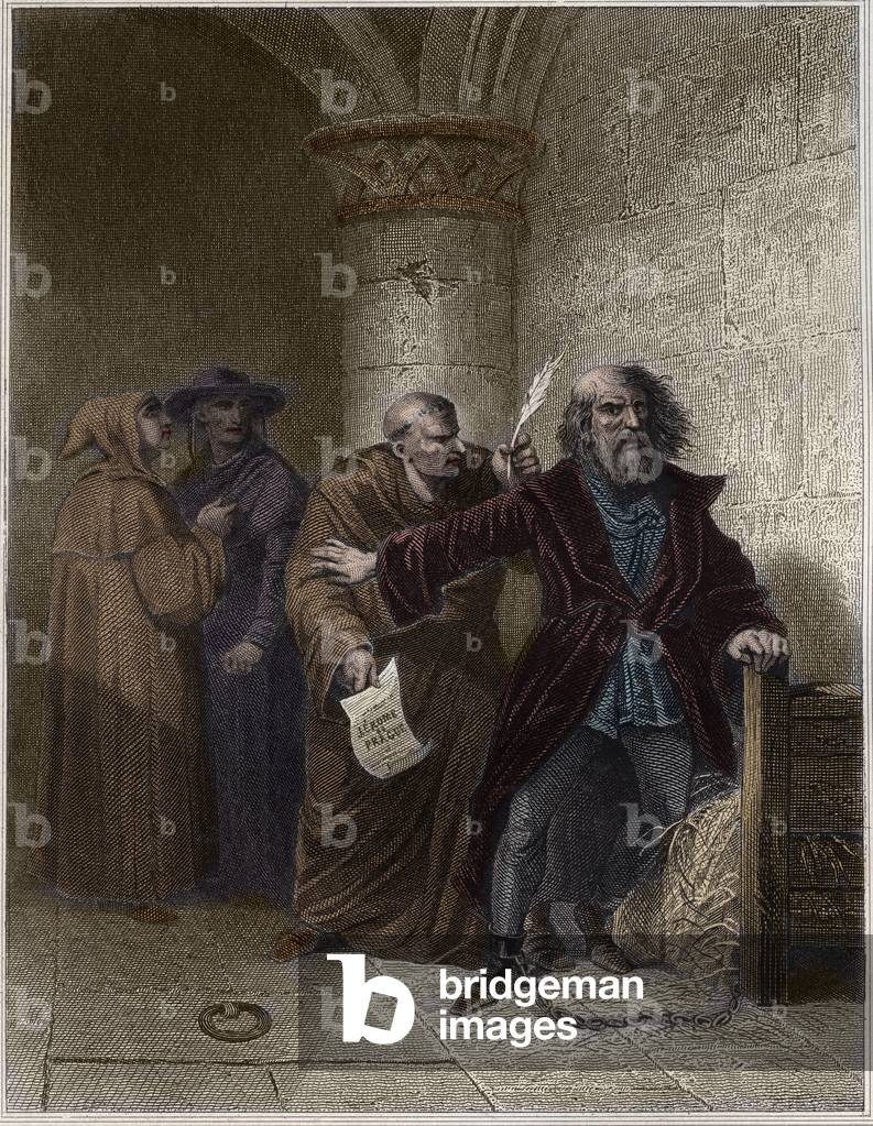 Jerome of Prague refusing to abjure - Jerome of Prague (1379-1416) church reformer, refusing to recant - Engraving in “” Popular Fastes, or History of the Heroic Acts of the People and Their Influence on Science, Arts, Industry and Agriculture” by Alphonse Esquiros - 1851-1853