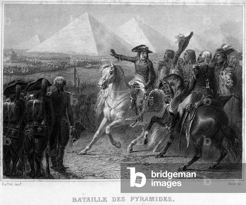 Battle of the Pyramids during the French Campaign in Egypt, from French Revolution by Thiers, 19th century (engraving)