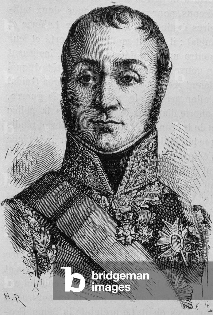 "Porträt von Nicolas Oudinot" 1801 von Unknown Artist, b/w