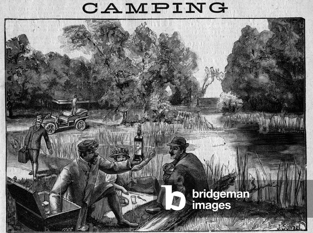 Men coming from the city by car are preparing for a picnic in the countryside - 