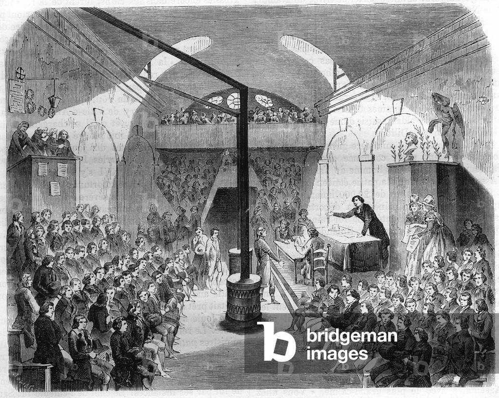 A session at the club of Jacobins, during the Revolution of 1789. Engraving of 1844.